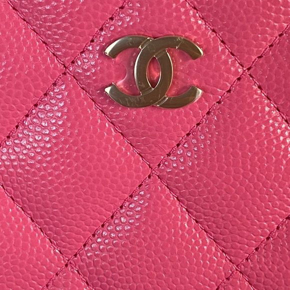 ‼️SOLD‼️New 20P CHANEL Rose Pink O Zip Card Holder - Picture 5 of 6